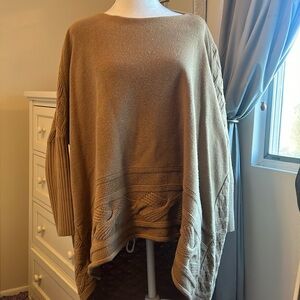 Massimo Dutti Italian yarn camel cape sweater